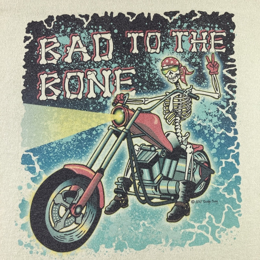 X-Ray Shirt Adult Small Green Bad to the Bone Biker Motorcycle Skeleton Graphic